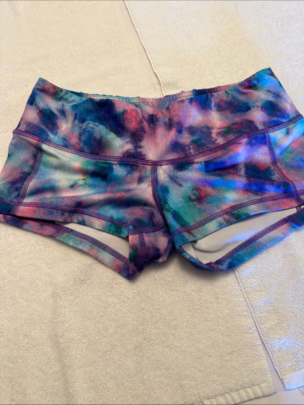 Fleo LOW RISE CONTOUR Tie-Dye Bike Shorts - Purple, Blue, Green